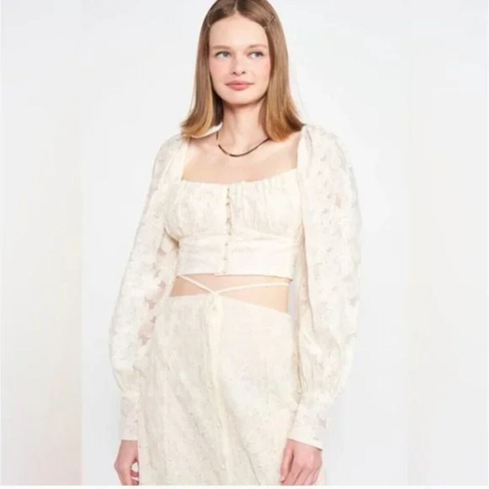 EN SAISON NWT $148 Agathe Natural Embroidered Floral Top Size 3X - Picture 2 of 10